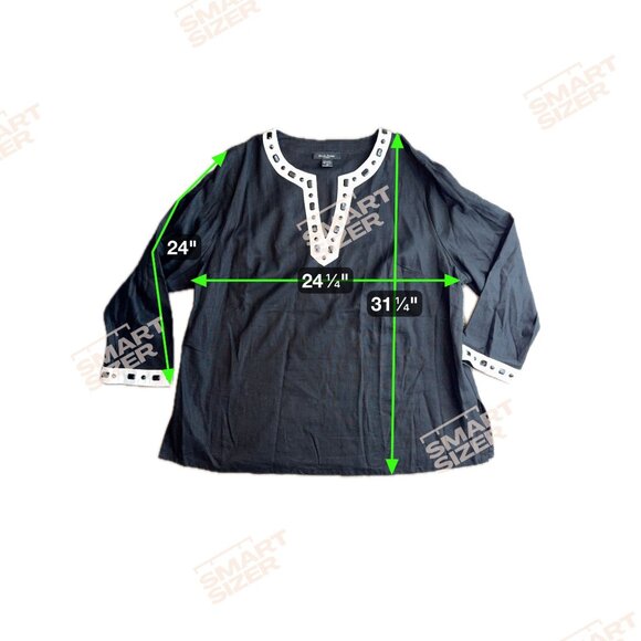 Alexandra Bartlett Womans Linen Tunic Top Size 3X Beaded Oversized Lagenlook - Picture 2 of 7